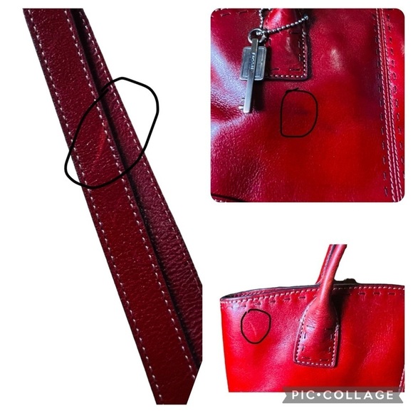 Fossil’s Vintage Genuine Crimson Red Leather Zip Cross Body Hobo Satchel, ZB9018 - Picture 16 of 16